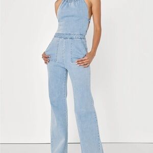 Light Blue Halter Jumpsuit
